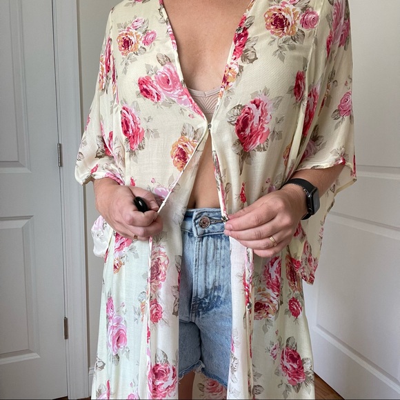 Forever 21 Printed Maxi Length Beach Cover Up  / Kimono - Picture 4 of 9